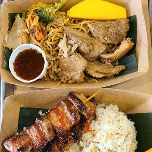 two trays of food