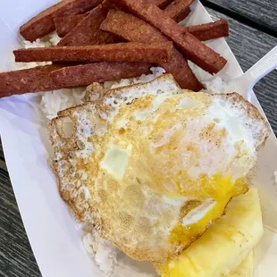 Fried Spam Bowl with Egg.