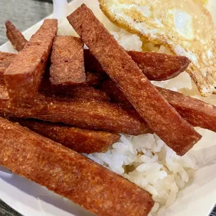 Fried Spam Bowl with Egg.