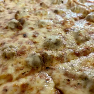 Cheese and sausage thin crust pizza