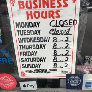 Closed on Monday and Tuesday
