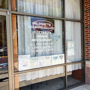 the entrance to the restaurant
