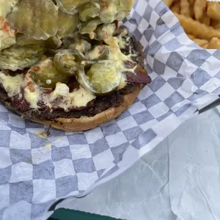 View of bacon and fixings.