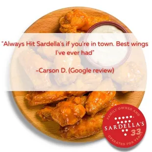 a plate of chicken wings with ranch dip