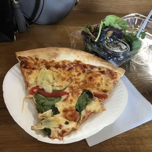 Veggie Pizza Slice w/ baby greens salad