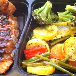 Ginger Grilled Salmon and Veggie Medley