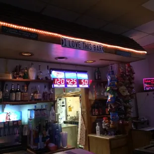 the inside of a bar