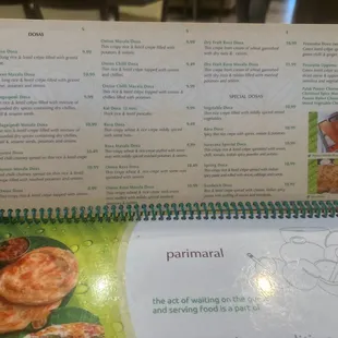 Dosa menu