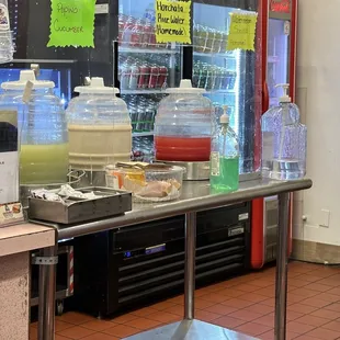 Drinks:  Pepino, Horchata, and Sandia