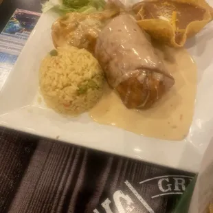 Louisiana seafood chimichangas
