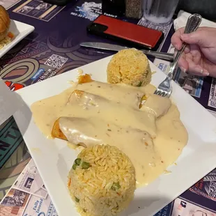Enchiladas de queso double rice