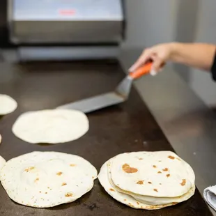 tortillas being prepared