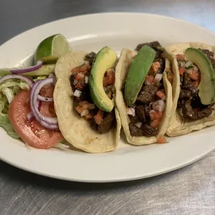 Tacos al carbon de carne