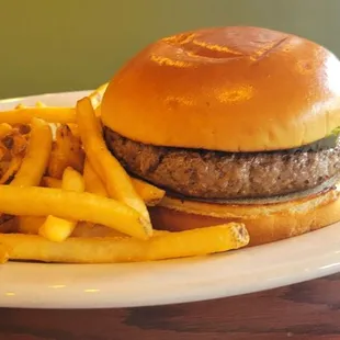 Hamburger and fries