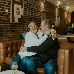 Engagement Photos in Event Lounge.  Congratulations!