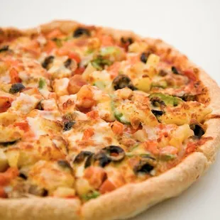 a closeup of a pizza