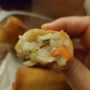 Doughy eggroll that I had to spit out. Tasted like gasoline and the texture was awful.