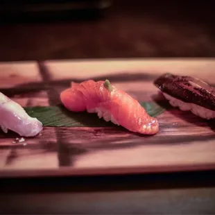 Step one of Omakase Sakura Masu, Ayu, Chu-Toro