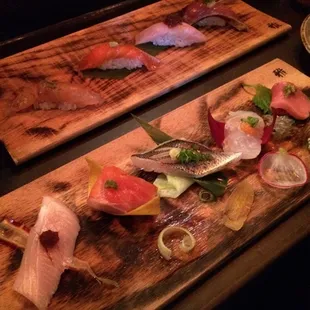 Part 2 of 8 piece sushi tasting and 5 piece sashimi tasting