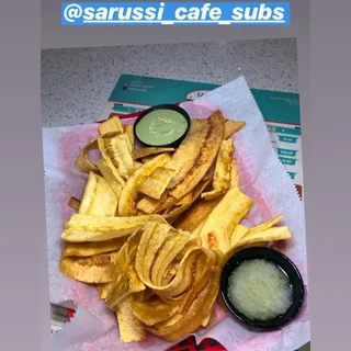 Fried Green Plantains with Garlic Sauce