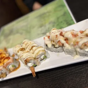 three different types of sushi