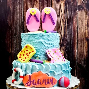 Girls pool party cake