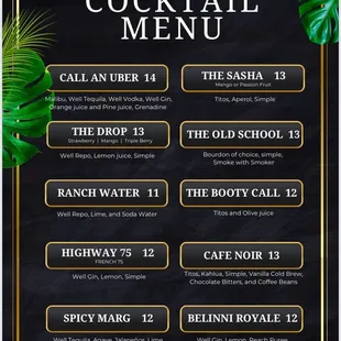 Cocktail menu