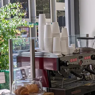 a coffee machine in a coffee shop