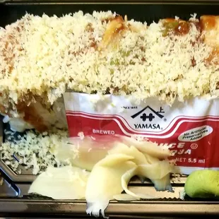 a piece of food in a plastic container