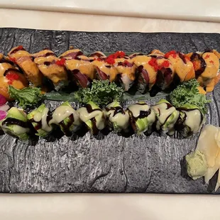 Caterpillar roll bottom, Tricycle roll at top