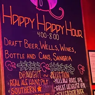 Happy hour menu 2024