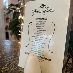Tea Menu