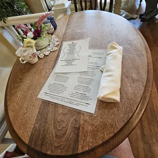 My little table at the top of the stairs.