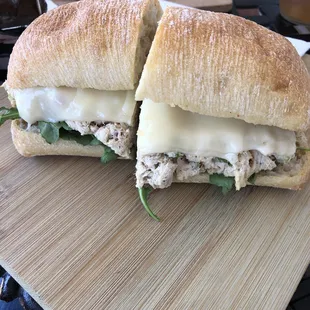 Tuna salad sandwich with long hots