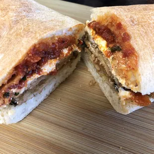 Spicy eggplant sandwich