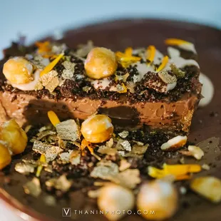 a piece of chocolate cake on a plate