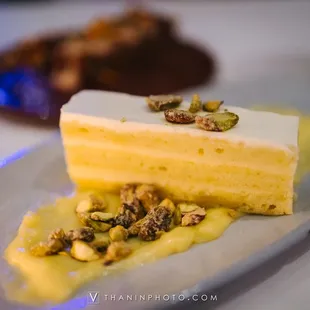 a piece of cake on a plate