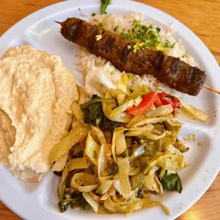 Kafta with two sides - cabbage delight and hummus