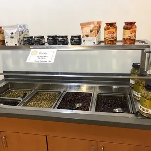 a buffet with a variety of food items