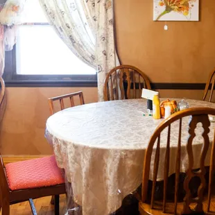 a table and chairs