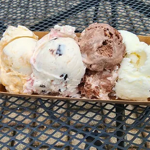 Four scoop - churo, Berry proud parent, s&apos;more years, Irish cream