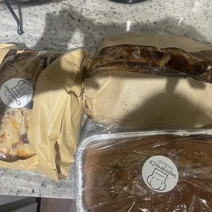 Blueberry lemon, blueberry goat cheese, banana bread