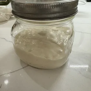 a jar of sourdough