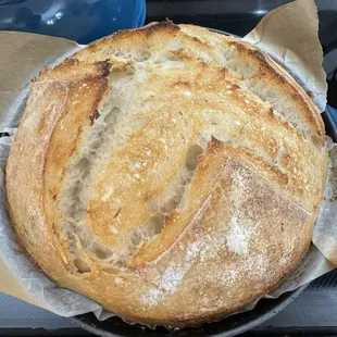 a loaf of bread in a pan