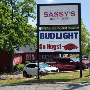 a sign for the restaurant