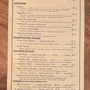 Menu side 1