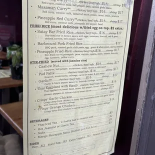 Menu as of April 2024