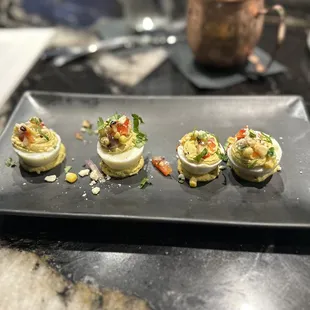 Elote deviled eggs