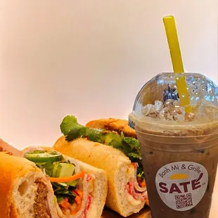 Classic bánh mì with Vietnamese iced coffee.