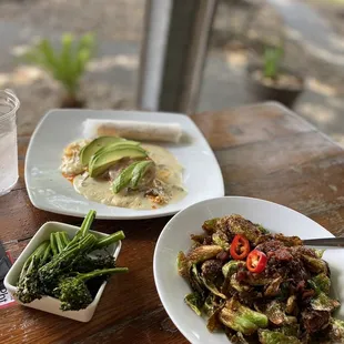 Eggs el Segundo Brunch with broccolini and Brussels sprouts